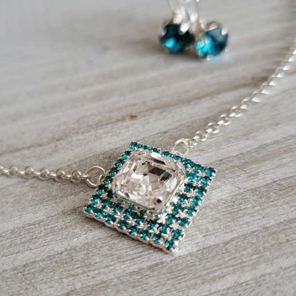 Crystal Pendant Necklace in Shiny Silver - Picture 7 of 10